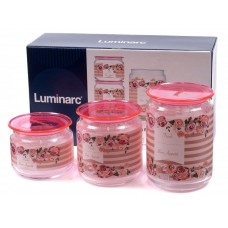 Набор банок для сыпучих Luminarc Plano Rosettes Pink P9213